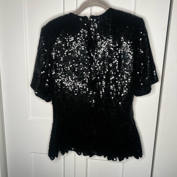 Stenay Vintage 100% Silk Black Sequin Floral Blouse Women's Size Small - Picture 7 of 7